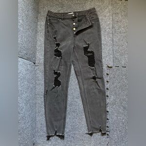 Tinseltown Charcoal Distressed Skinny Jeans